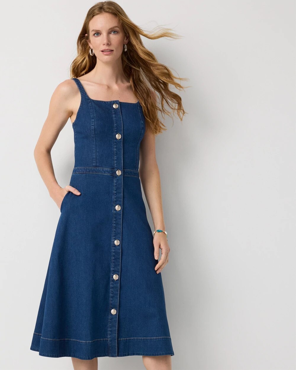 Sleeveless Denim Midi Dress | White House Black Market